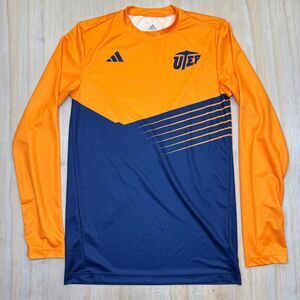 USED SM UTEP Miners Adidas Long Sleeve Crewneck Shirt Orange Blue